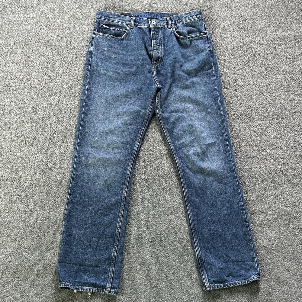 Hugo Boss Nate Jeans Mens 34x34 Blue Medium Wash Straight Regular Fit Denim P4